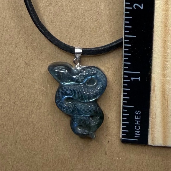 Laborite snake necklace handmade leather cord - Picture 5 of 8